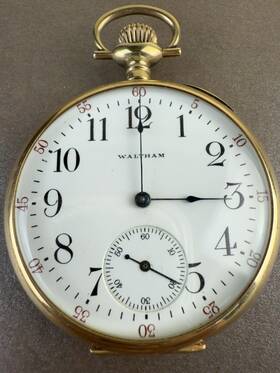 272662 Waltham Antique Solid 14k Gold Dials Works Crown Set Stuck 52.5 Grams