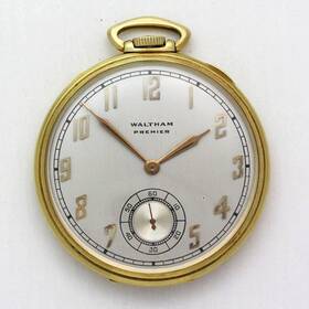 29967170 Waltham Premier Colonial Grade 1617 16 Size 14k Solid Gold Pocket Watch Ca. 1939
