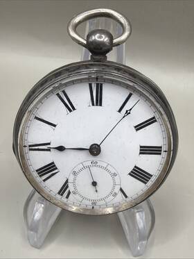4003-3 Waltham Home Watch Co 1881 7j 18s White Dial Mens Pocket Sterling Case