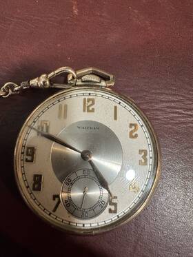 4282878 Waltham Open Face Gold Plated Pocket Watch With Cha Inch Item Works See Description