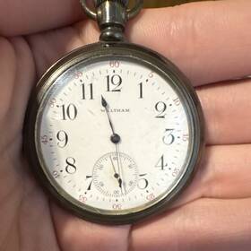 4821 Waltham Silver Open Face Pocket Watch 17j White Arabic Dial Seconds Sub