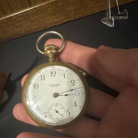Waltham 5243302 U.s.a. Gold Filled Open Face Pocket Watch White Arabic