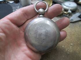 54343 Waltham Early Wm Ellery Running Key Wind Coin Hunters Cas Mens Pocket Watch