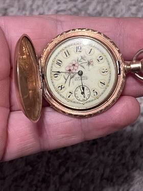 5753066 Waltham As-is American Ladies Pocket Watch Floral 1891
