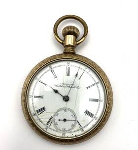 5914906 Waltham American Watch Co Vintage Pocket #5914906 Gold Tone Case