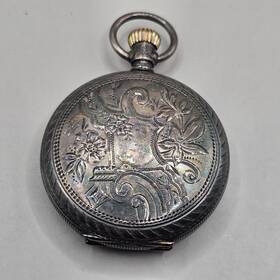 7009113 Waltham Antique American Watch Co. Pocket Double Hunter Silver Case Works