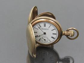 1896-1900 Waltham 7242688 American Hunting Guilloche Keystone Gf Case Pocket Watch 0s
