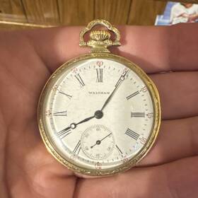 7266080 Waltham Gold Filled Full Hunter Pocket Watch White Roman Dial Seconds 7266080 Waltham Gold Filled Full Hunter Pocket Watch White Roman Dial Seconds