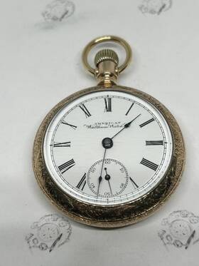7438660 Waltham Grade 1 Beautiful Patina Runs Well Fahys America Case Engraved Bezel