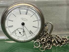 7712637 Waltham Vintage 1896 17 Jewel Lever-set Pocket Watch #1883 Silver - Works Great