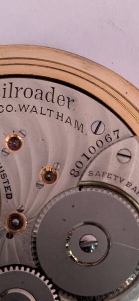 Waltham 8010067 Railroader 17 Jewels Gold Filled Open Face Pocket Watch White Dial