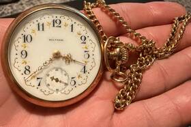 8341457 Waltham Late 1800s Montauk Gold Filled Yellow Open Face Pocket Watch