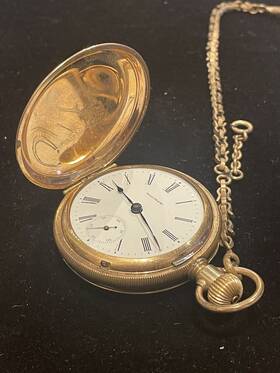 8602092 Waltham 1903 Model 1899 .. 23 Jewel Gt Puritan Inch #8602092 With Chain