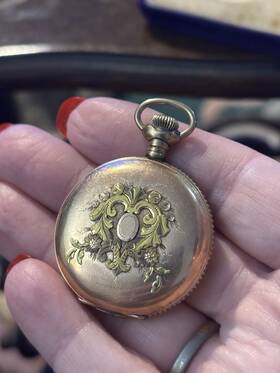 866384 Waltham Antique 1905 Ladies Pocket Watch Original Box Engagement Clipping