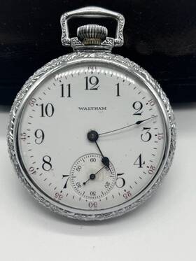 8669282 Waltham Aww Co. 15 Jewels Pocket Watch Silver Vintage 1900 S Working Condition