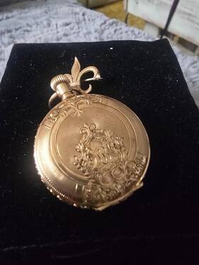 87235 Waltham Antique 14k Gold Pocket Watch Roman Numerals White Dial