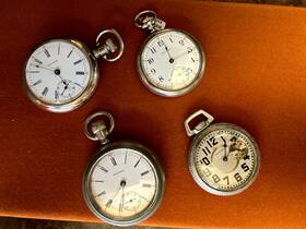 891-10 Waltham Antique Open Face Pocket Watches Lot Of 4 None Running Parts Or Repair
