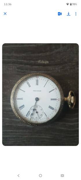 895169 Waltham 15 Jewels Mechanical Pocket Watch Gold Tone Roman Numerals Open Face