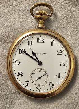 976053 Waltham Antique Gold Filled White Dial Hand Wound Pocket Watch Needs Work