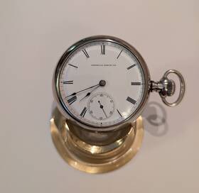986189 Waltham American Pocket Watch Silveroid Case 18 Jewels Size 18s Crescent