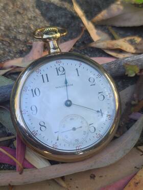 A6411 Waltham Vtg Traveler Gold Filled Pocket Watch Wadsworth 20yr Case Working