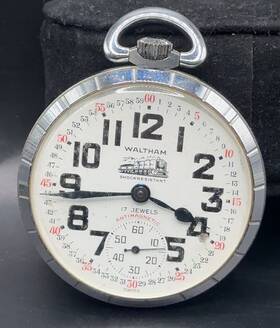 B523 Waltham Watch Co. 17 Jewels Swiss Made Railroad Train Pocket -