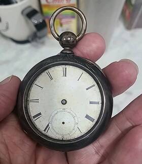 294097 Waltham Home Watch Co. Atq 1867 Pocket 7j Openface Coin Silver Dueber Case Repair