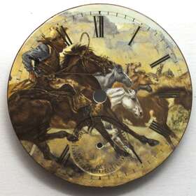 Lw529 Waltham 18 Size Cowboy Rustling Mustang Horses Pocket Watch Porcelain Dial