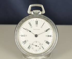 Md83 Waltham 18s 7j Beautiful Movement Running 24hr Dial-keystone Rr Style Case