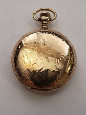 No165 Waltham Size 15j Grade No.165 Blue Numbered Dial 14k G.f Hunter Case Very Nice