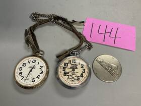 Railroad-lp144 Waltham Vintage Pocket Watch Lot Railroad And Satellite -lp144