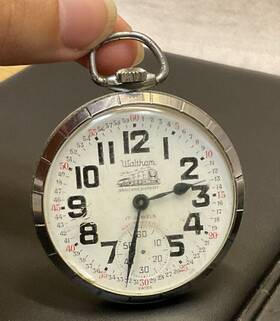 Tj529 Waltham Unitas Caliber 431 Railroad Style Pocket Watch 17 Jewels - Running