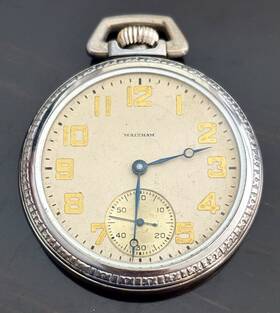 Watch-16s-15 Waltham Antique 1928 Pocket Jewels-nickel Finish-runs Well