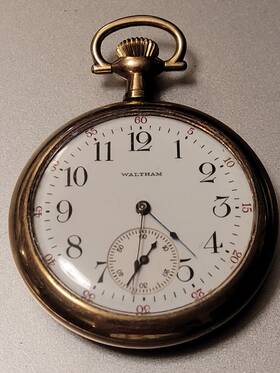 4587117 Walthem Vintage 10k Solid Gold Case Open Face Pocket Watch Working 62 Grams