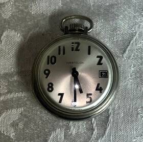 40175 Westclox 1975 Art Deco Model Pocket Watch With Date-looks Great- Works