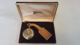 40209 Westclox Vintage Gold Pocket Watch Western Themed Saddle Horse And Cowboy