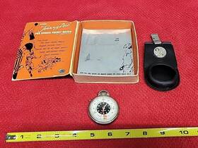 54651 Westclox Vtg 60s Johnny Zero Pro Sports Pocket Watch With Box For Parts Or Repair