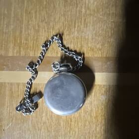 80211a Westclox Scotty Pocket Watch White Dial Silver Metal Case Arabic Numerals Chain
