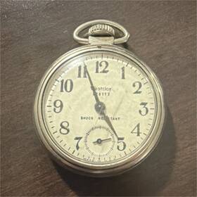 8777 Westclox Silver Pocket Watch Shock Resistant Polished Metal Analog