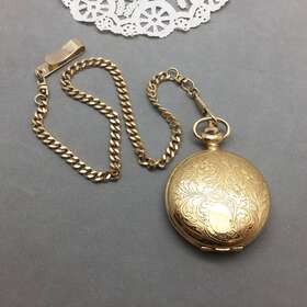 Wx117 Westclox Quartz Pocket Watch For Parts Repair Gold Tone With Chain Japan Movement