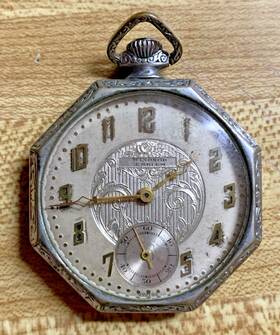 7984 Windsor Emblem Antique Jagot Watch Co. 6j Silver Plated Rare Square Body For Repair