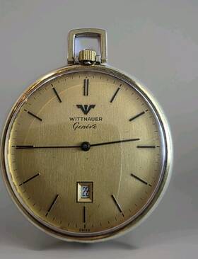 Ciik-1 Wittnauer Vintage Geneve Pocket Watch Jewel Date Swiss Made