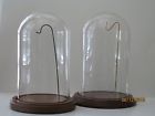 Wooden Base Glass Case Watch 2 Pocket - Display Two Dome