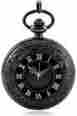 Wzcpw-133 Wzc Antique Black Double Display Quartz Movement Roman Numerals Pocket Watch 601279273326