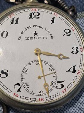 6486 Zenith Devlet Demir Yollar Railwayman Pocket Watch Turkey Circa 1965