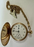 Elgin Full Hunter Gold Filled Mechanical Pocket Watch White Dial Arabic W/ Chain. Fixed Price $500.00.