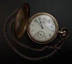 Antique Waltham Gold Plated Star Full Hunter Pocket Watch Albert Chain 50MM. Fixed Price $201.50.