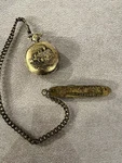 Pencron Swiss Made Gold-tone Pocket Watch & Knife Trains #8449. Fixed Price $77.37.