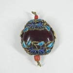 Chinese Sea Bean Enamel Pendant Antique 2" Long. Fixed Price $254.99.