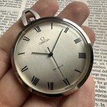 1972 Omega De Ville Roman Dial Manual Wind Pocket Watch Ref. 131.1746. Fixed Price $675.00.